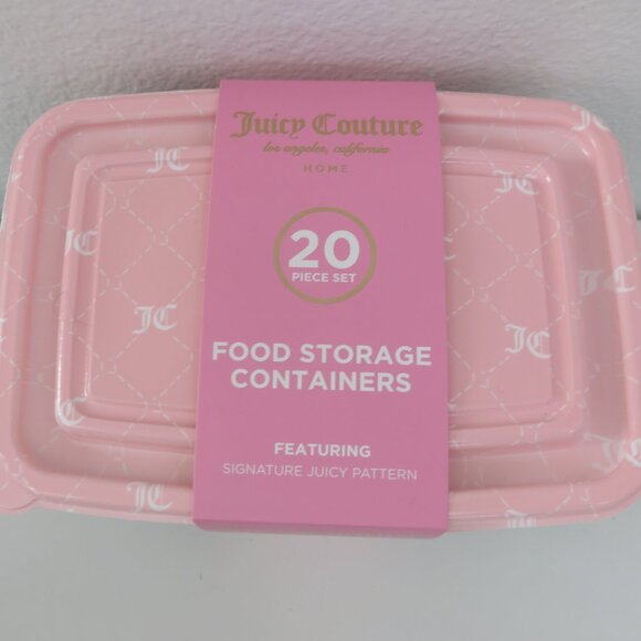 (#103) Juicy Couture14pc Lovely Pink JC Logo Print Food Storage Containers Set - Picture 2 of 5